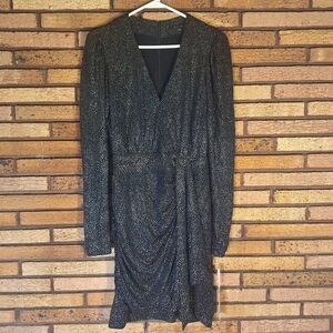 NWT Alex Marie Size 6 Black, Silver, And Gold Long Sleeve Dress